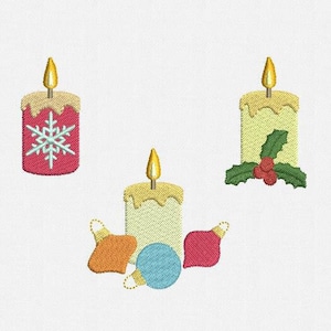 Mini Christmas Candles Machine Embroidery Designs -  3 Designs By 1 Size