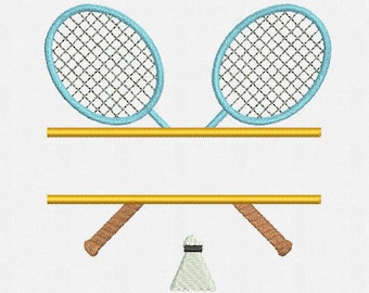 Split Badminton Rackets Machine Embroidery Design - 1 Size