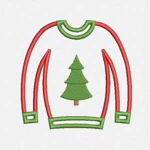 Christmas Sweater Applique Machine Embroidery Design - 1 Size
