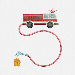 Fire Truck Frame Monogram Machine Embroidery Design - 1 Size