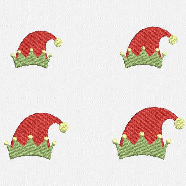 Mini Christmas Elf Hat Machine Embroidery Design - 4 Sizes