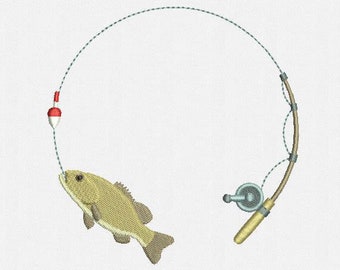 Fishing Frame Monogram Machine Embroidery Design - 6 Sizes