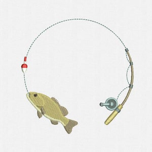 Fishing Frame Monogram Machine Embroidery Design - 6 Sizes