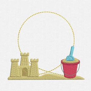 Sand Castle Frame Monogram Machine Embroidery Design - 3 Sizes