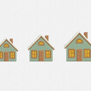 Mini House Winter Christmas Machine Embroidery Design - 3 Sizes