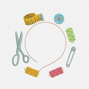 Seamstress Frame Monogram Machine Embroidery Design - 2 Sizes