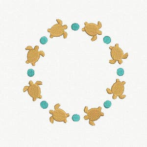 Turtle Monogram Frame Machine Embroidery Design - 1 Size