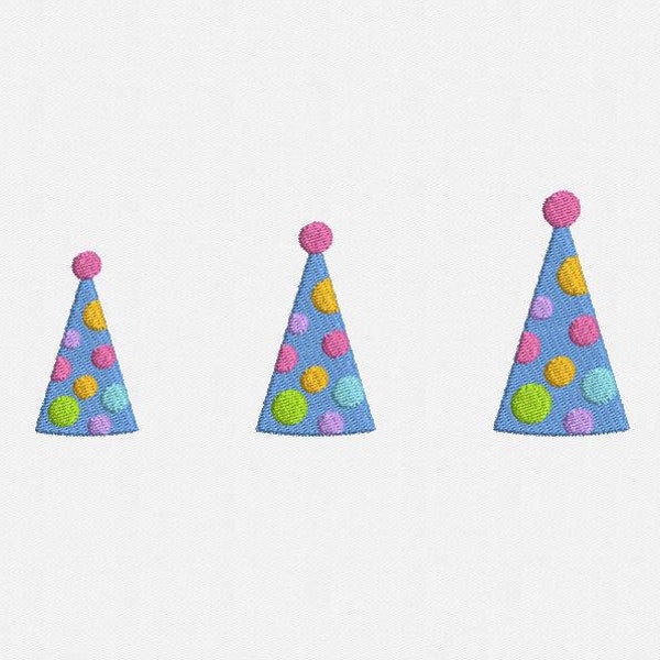 Mini Party Hat Machine Embroidery Design - 3 Sizes