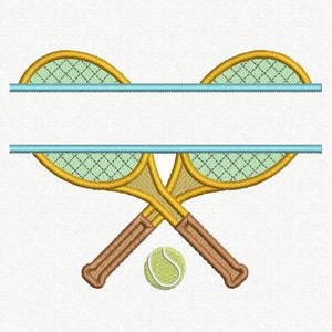 Split Tennis Rackets Applique Machine Embroidery Design - 1 Size