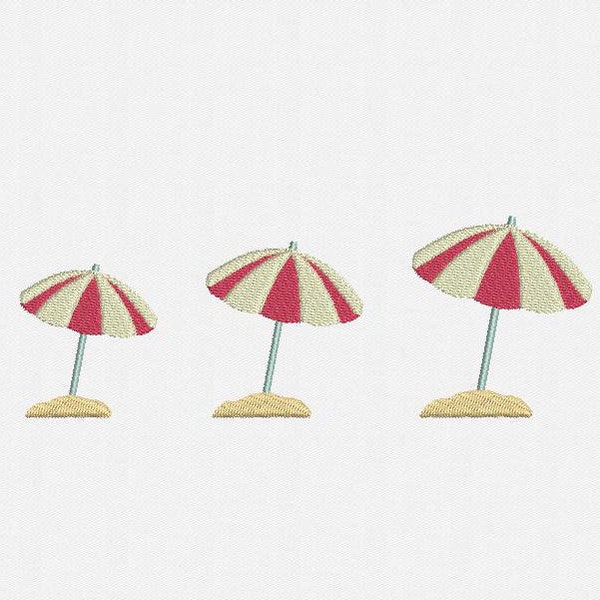 Mini Beach Umbrella Machine Embroidery Design - 3 Sizes