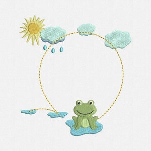 Frog Frame Monogram Machine Embroidery Design - 1 Size