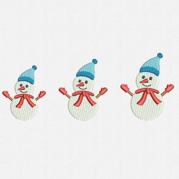 Mini Snowman Machine Embroidery Designs - 3 Sizes