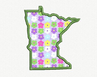 State of Minnesota Applique Machine Embroidery Design - 3 Sizes