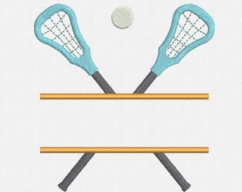 Split Lacrosse Sticks Machine Embroidery Design - 1 Size
