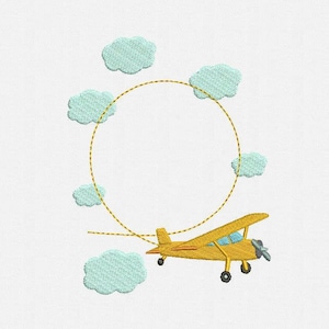 Plane Frame Monogram Machine Embroidery Design - 1 Size