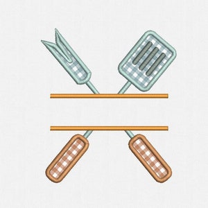 Split BBQ Grilling Tools Applique Machine Embroidery Design - 1 Size