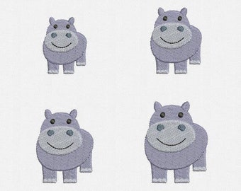 Mini Hippo Machine Embroidery Design - 4 Sizes