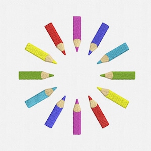 Colored Pencils Monogram Frame Machine Embroidery Design - 1 Size