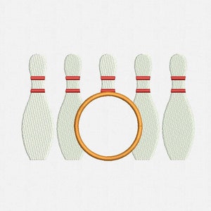 Bowling Frame Monogram Applique Machine Embroidery Design - 1 Size
