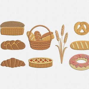 Mini Bakery Machine Embroidery Designs Pack - 9 Designs by 3 Sizes