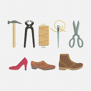 Mini Shoemaker Machine Embroidery Designs Pack- 8 Designs by 3 Sizes