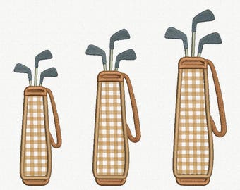 Golf Bag Applikation Maschinenstickerei Design - 3 Größen