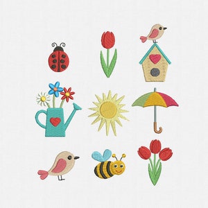 Mini Hello Spring Machine Embroidery Designs Pack -  9 Designs