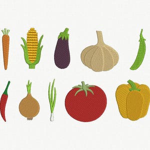 Mini Vegetables Machine Embroidery Design - 10 Designs by 3 Sizes