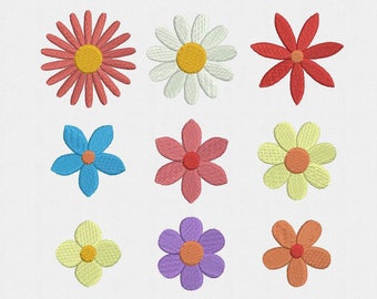 Mini Flowers Machine Embroidery Design - 9 Designs by 5 Sizes