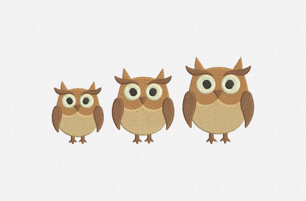Owl Machine Embroidery Design - 3 Sizes