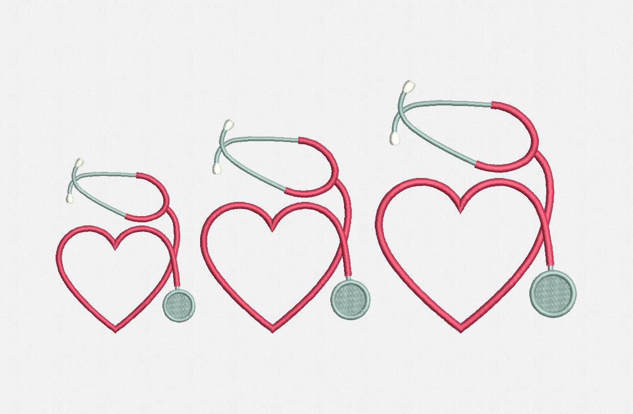 Stethoscope Frame Monogram Machine Embroidery Design 3 Sizes Etsy
