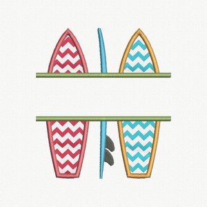 Split Surfing Board Applique Machine Embroidery Design - 2 Sizes