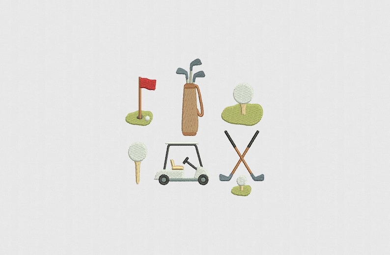 Mini Golf Machine Embroidery Designs Pack 6 Designs by 3 Etsy Australia