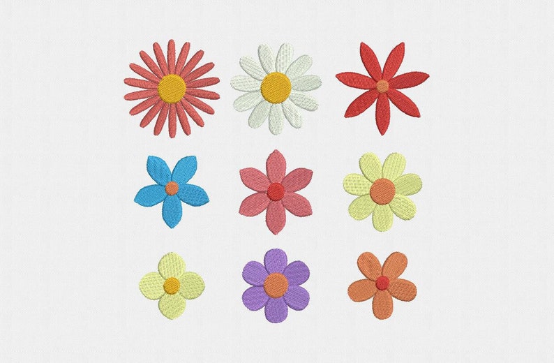 Mini Flowers Machine Embroidery Design 9 Designs by 5 Sizes image 1