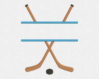 Split Hockey Stick Machine Embroidery Design - 4 Sizes