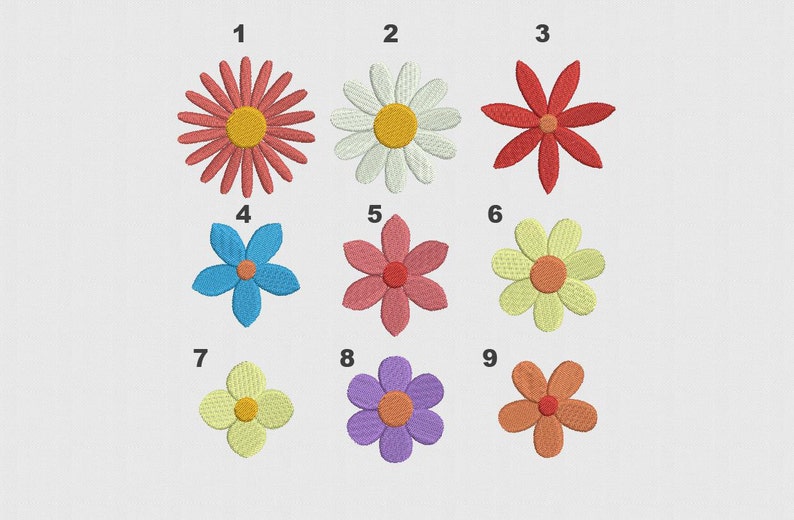 Mini Flowers Machine Embroidery Design 9 Designs by 5 Sizes image 2