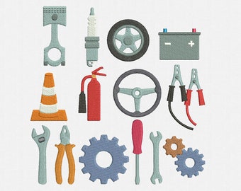 Mini Auto Mechanic Machine Embroidery Designs Pack -  14 Designs