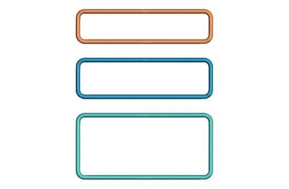 Rectangle Name Tag Applique Machine Embroidery Design 3 Sizes