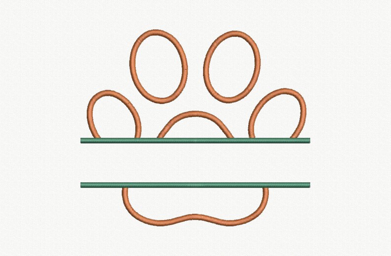 Split paw print applique machine jessecmault design 2 sizes  etsy