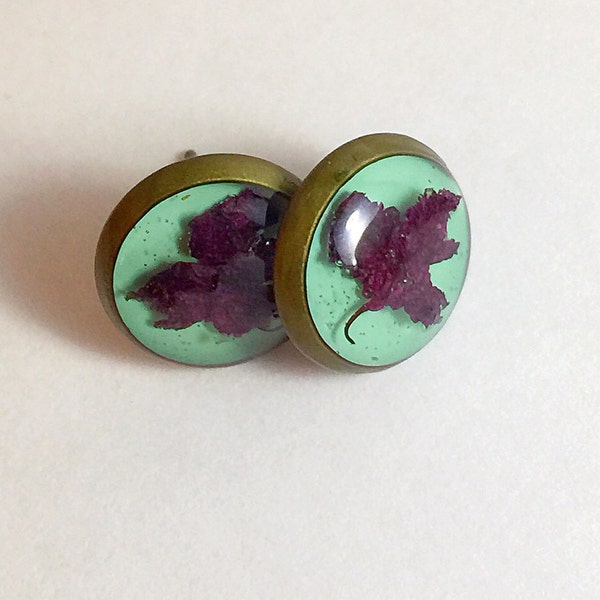 Real Plant Earrings, Real Flower Earrings, Real Plant Jewelry, Resin Earrings Live Flower