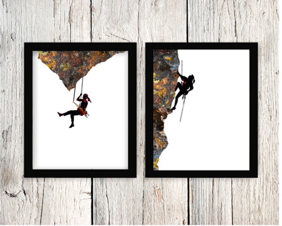 Mountaineering Print Mountaineering Art Rock Climber Rock Etsy