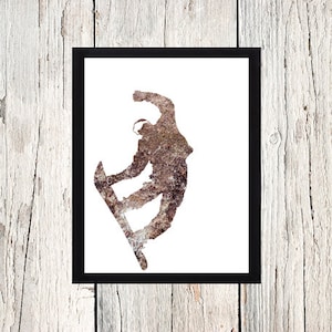 Snowboarder, Snowboard Decor, Snowboarder Art, Wall Hanging, Printable, Winter Decor, Tween Room Decor, Ski wall art, Snowboarding