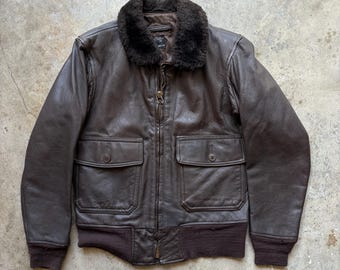 1970s Navy Type G-1 Leather Flight Jacket Flyer's