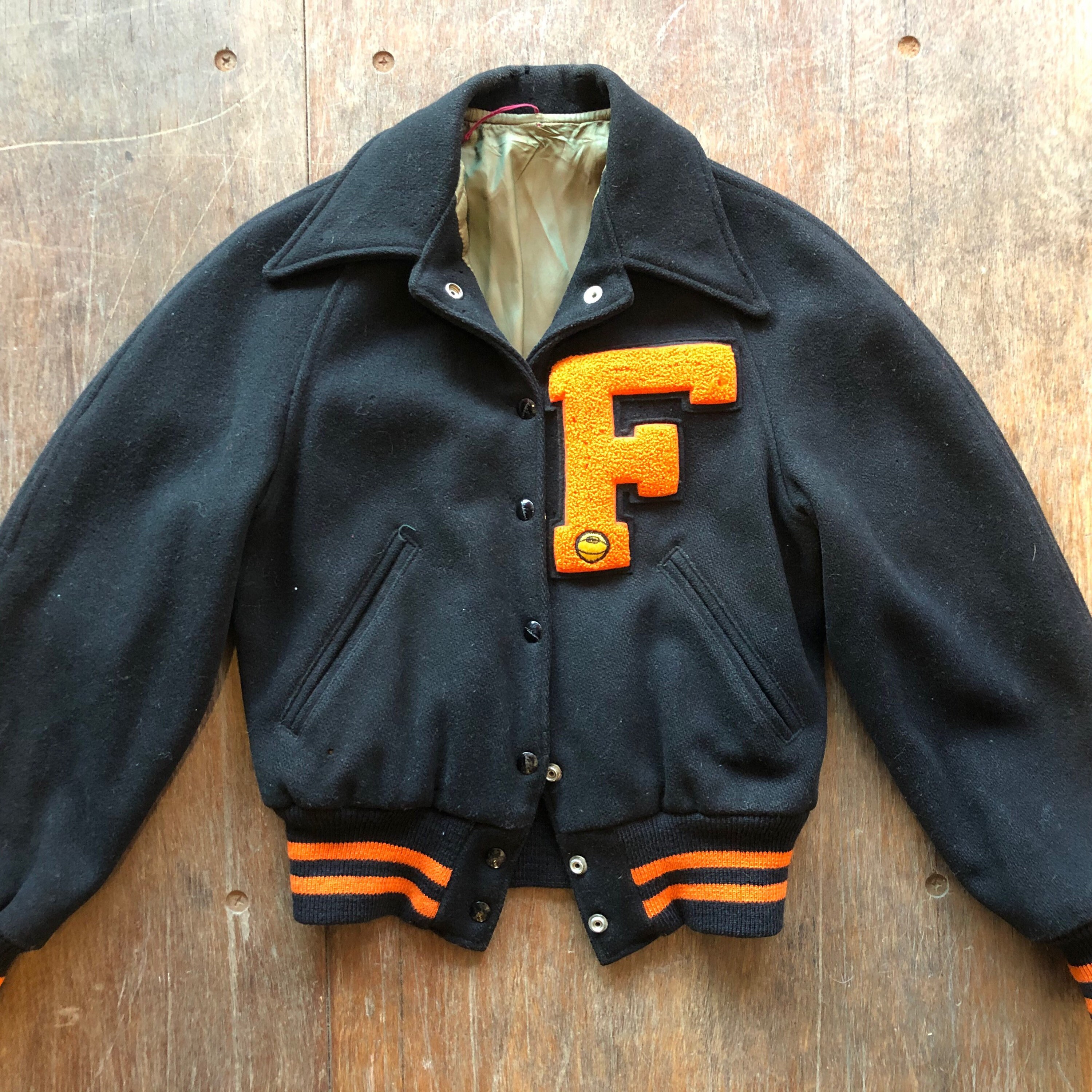 1940s Vintage Letterman Jacket Black Wool Cropped Jacket Size Etsy