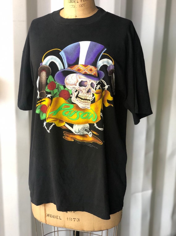 1990 Poison Band Flesh And Blood Tour Concert T S… - image 2