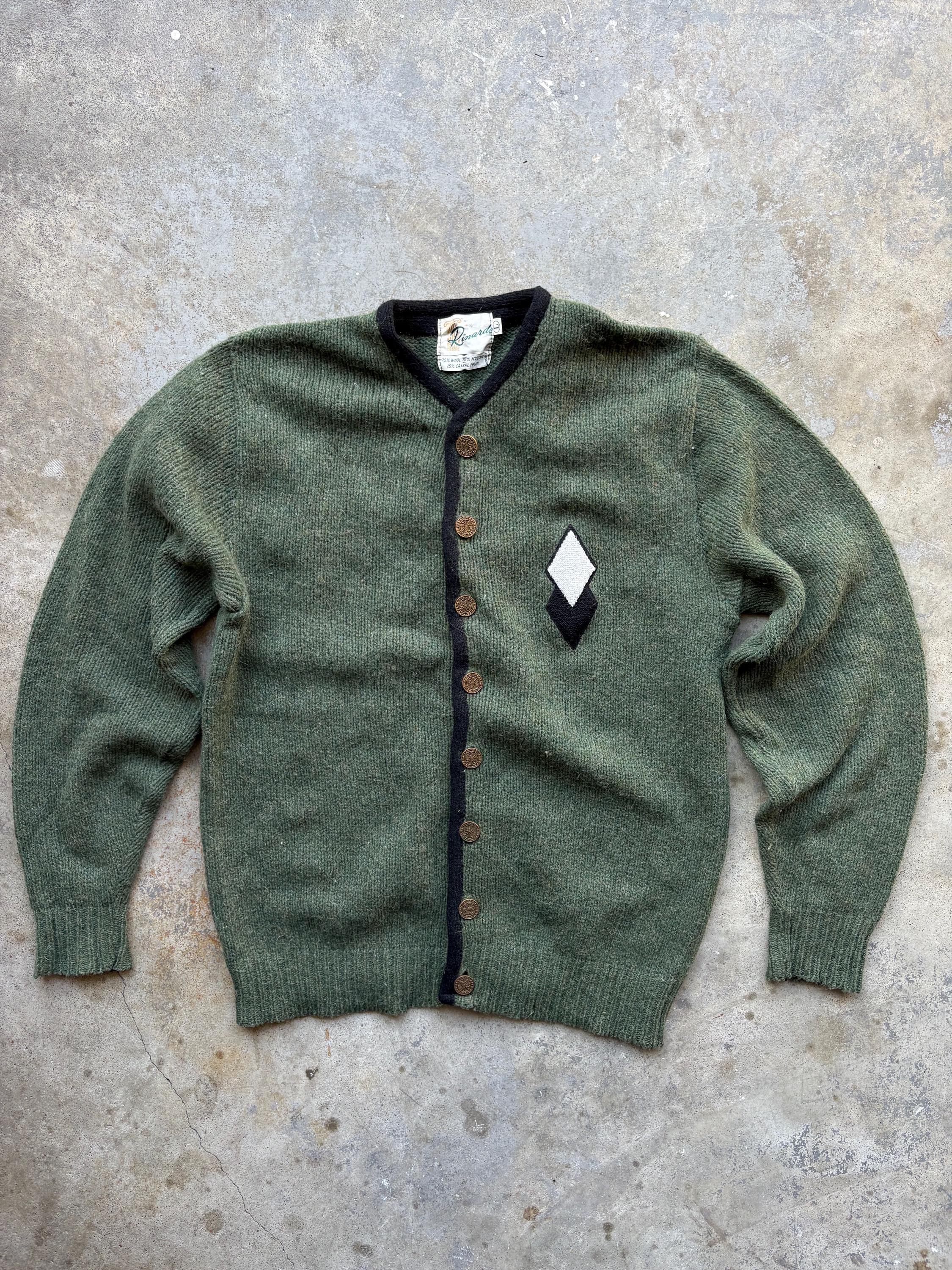 1960s Green Fuzzy Cardigan Sweater Rinardo Large - Etsy