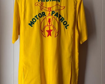 1950s Yellow Rayon Midian Motor Patrol Camp Collar Bowling Shirt Medium