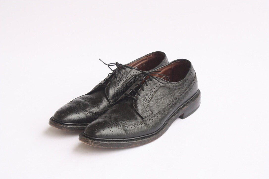Vintage Allen Edmonds MacNeil Wingtip Shoes/ Black Leather | Etsy