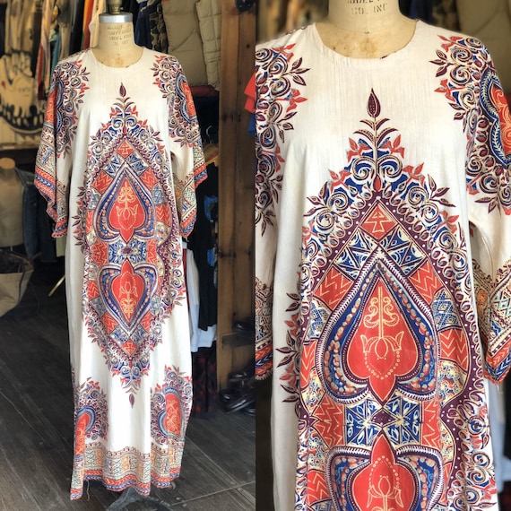 Vintage 1970s Hippie Boho Caftan Size Large