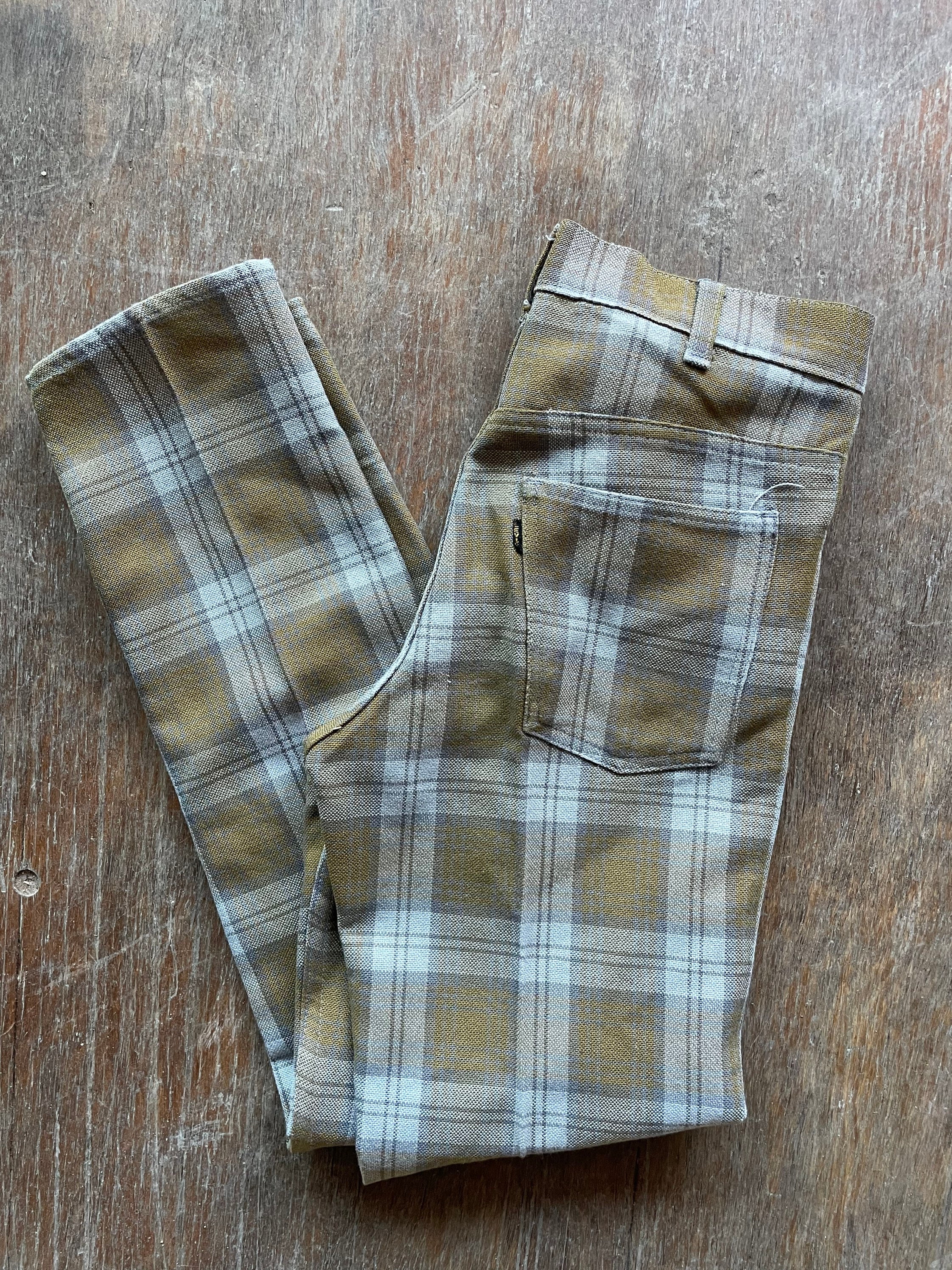 1960s Levis Plaid Big E Slim Fit Sta 